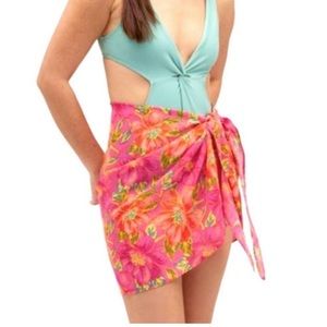 NWT Beach Riot Tropical Pink Melanie Sarong Wrap Headband